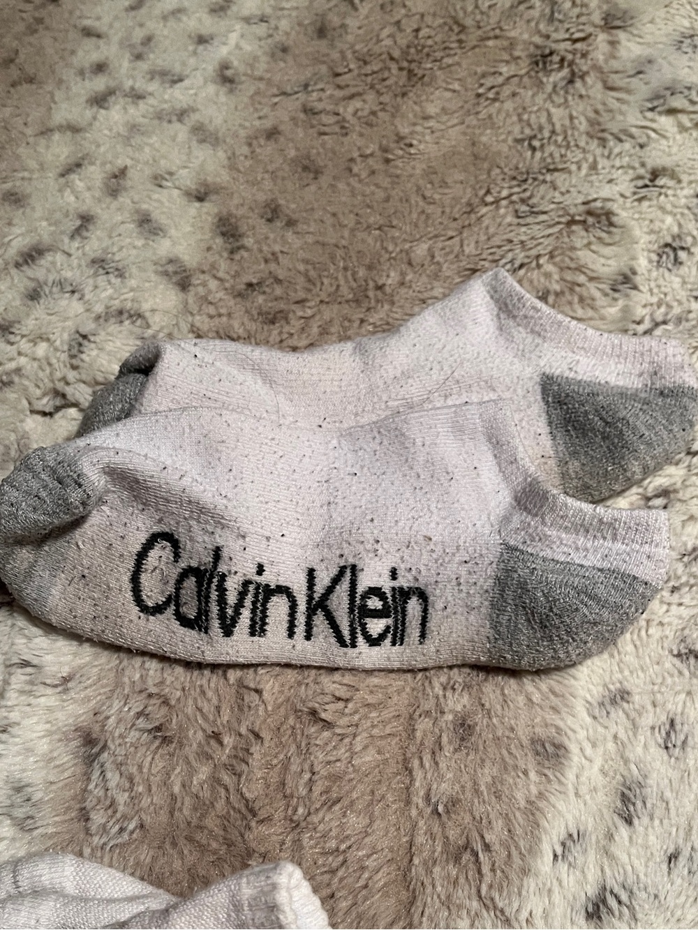 Calvin Klein White Low-Cut Athletic Socks with Gray Accents
